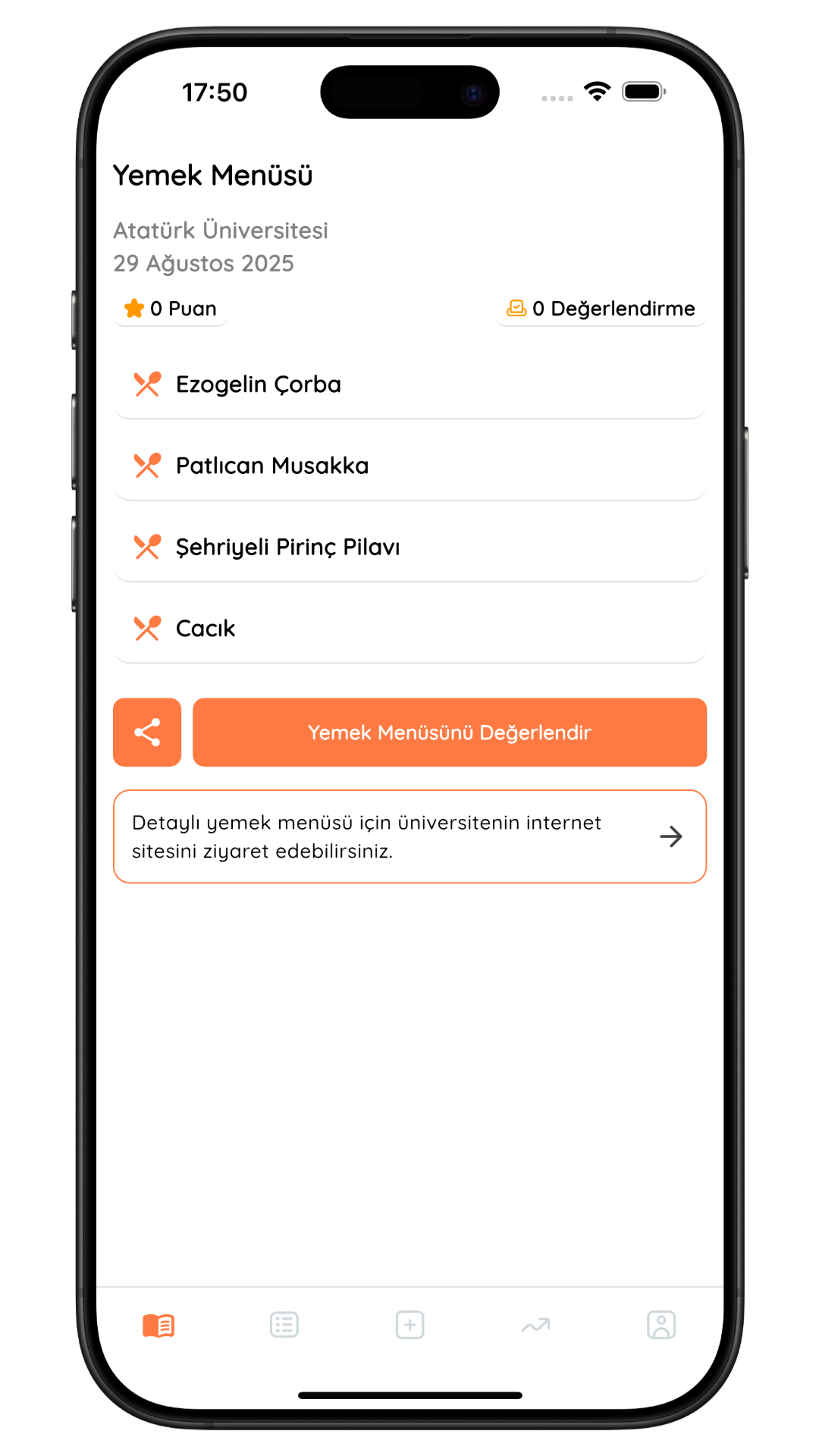 Yemek Menüsünü KampüsLife ile cebine taşı!